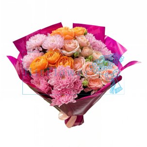 Букет цветов из: Розы и Хризантемы
